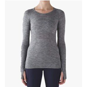 Lululemon Top Size 6 Run Swiftly Tech Long Sleeve Heather Grey Hip Length